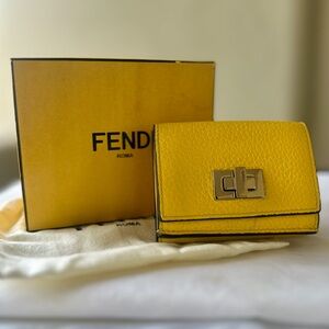 FENDI Peekaboo Yellow Leather Mini Wallet